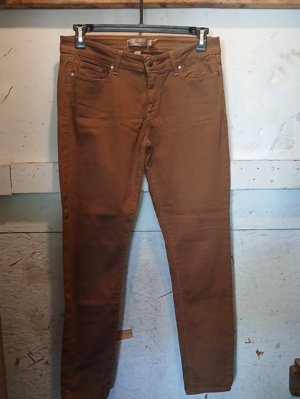 PAIGE Verdugo Skinny Jeans in Warm Brown Low Sheen Wax Size 31